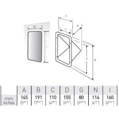 Kapaksız Eğik Tabanlı Tekne Duş Yuvası 145 x 191mm