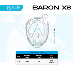 Cressi Baron Çocuk Tam Yüz Maskesi Clear-Blue XS