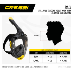 Cressi Bali Tam Yüz Maskesi Siyah/Gri