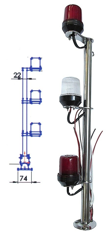 Direkli Arıza Feneri Ledli Dörtlü 60cm