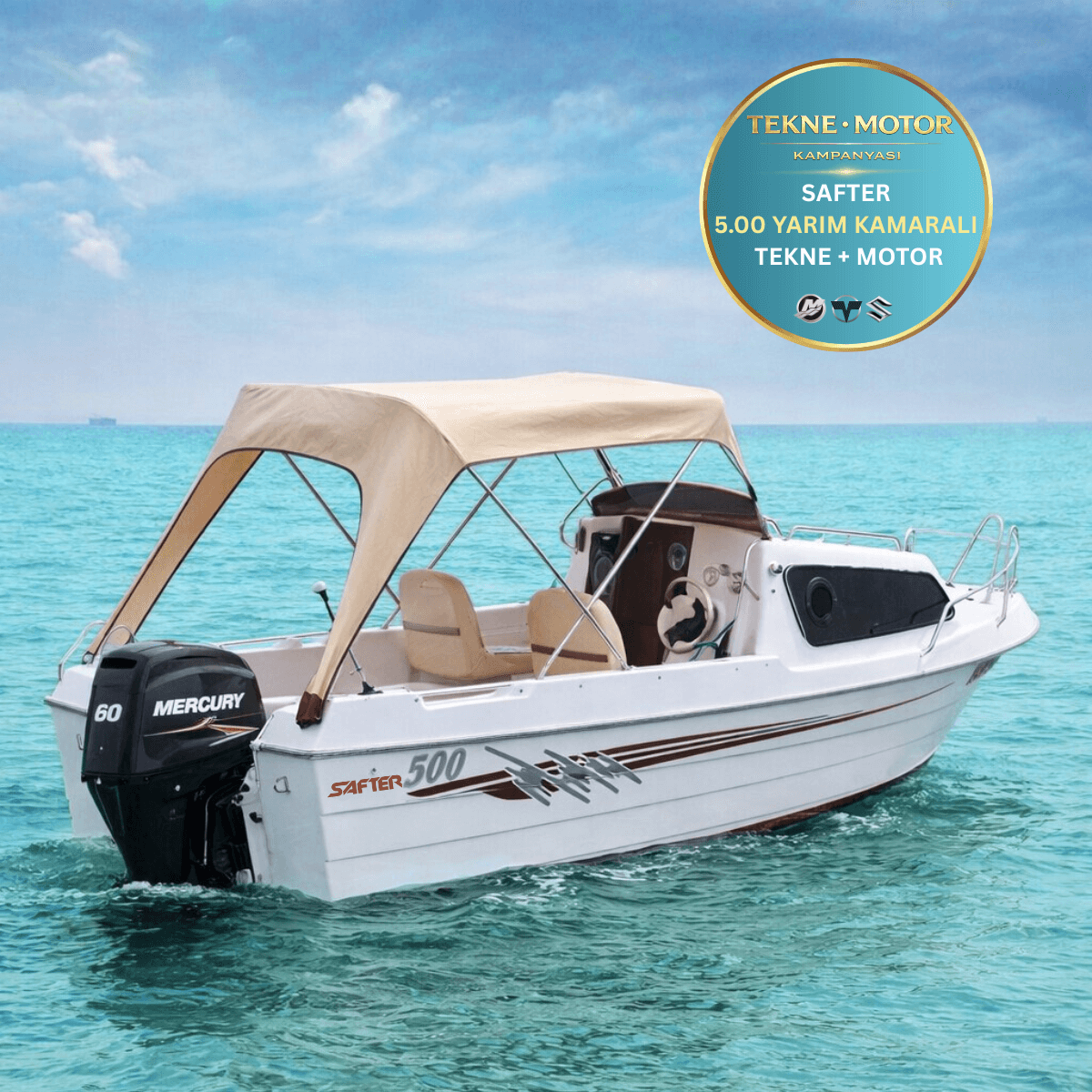 Safter 5.00 Yarım Kamaralı Tekne ve Dıştan Takma Motor