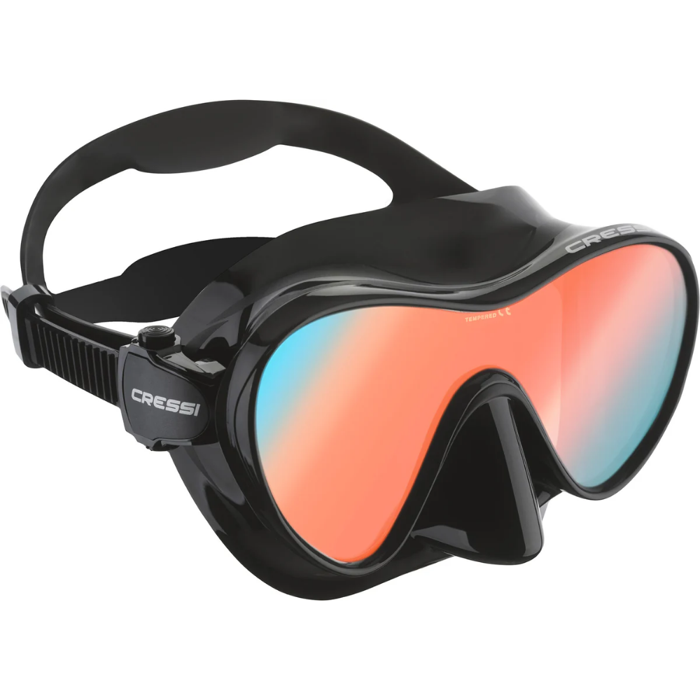 Cressi F1 Frameless Dalış Maskesi Siyah, Renkli Lens