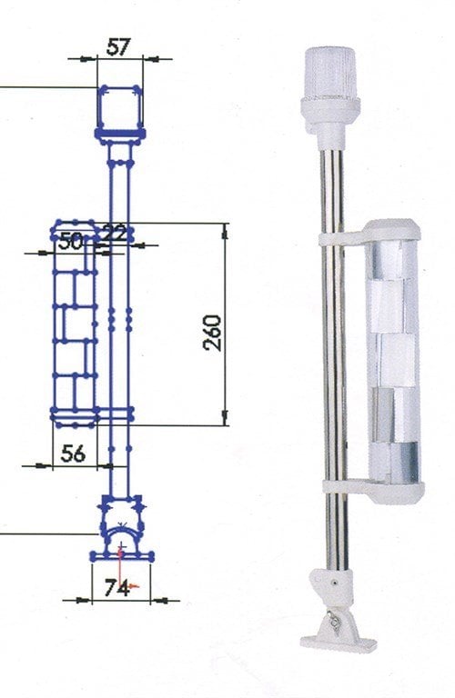 ÇIPA FENERLİ BAYRAK DİREĞİ 50CM REFLEKTÖRLÜ LEDLİ